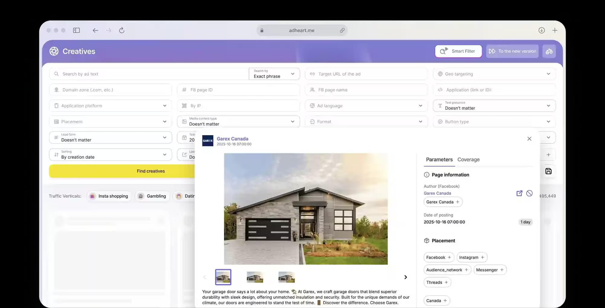 Adheart interface preview